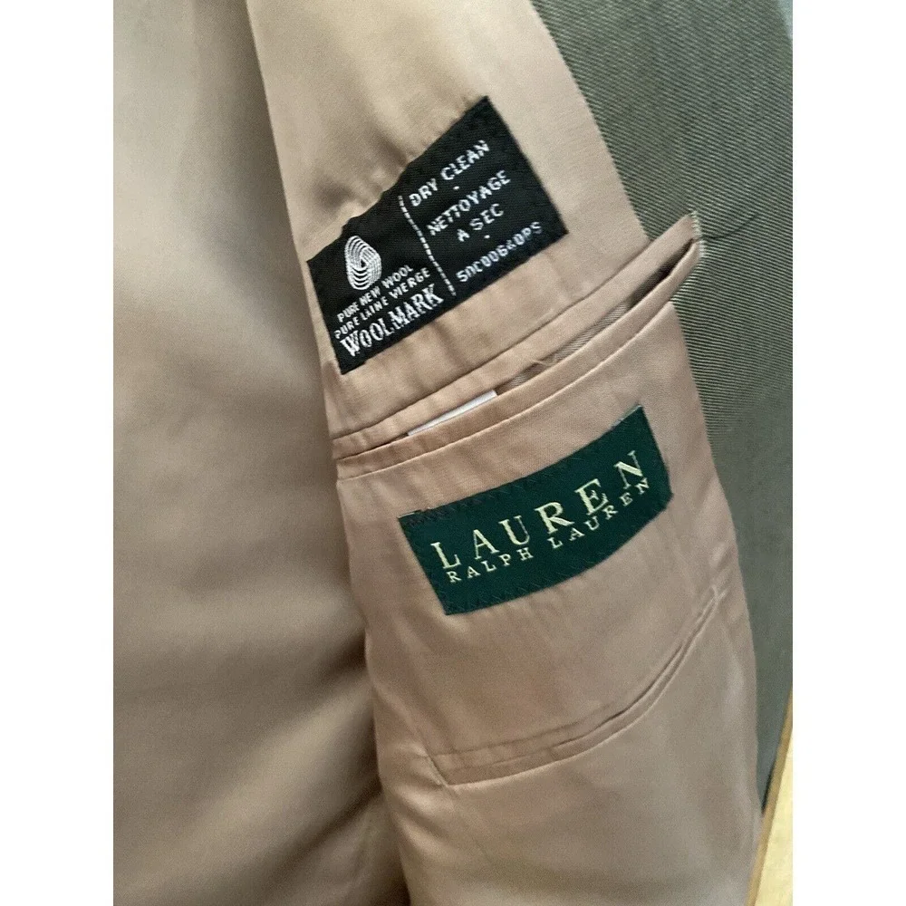 Lauren Ralph Lauren Sport Coat Blazer Mens 44R Wool Mark Tan, Made India